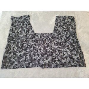 Susan Graver Womens Pants 5XP Plus Zip Hems Knit Black Camo Poly Blend C3E